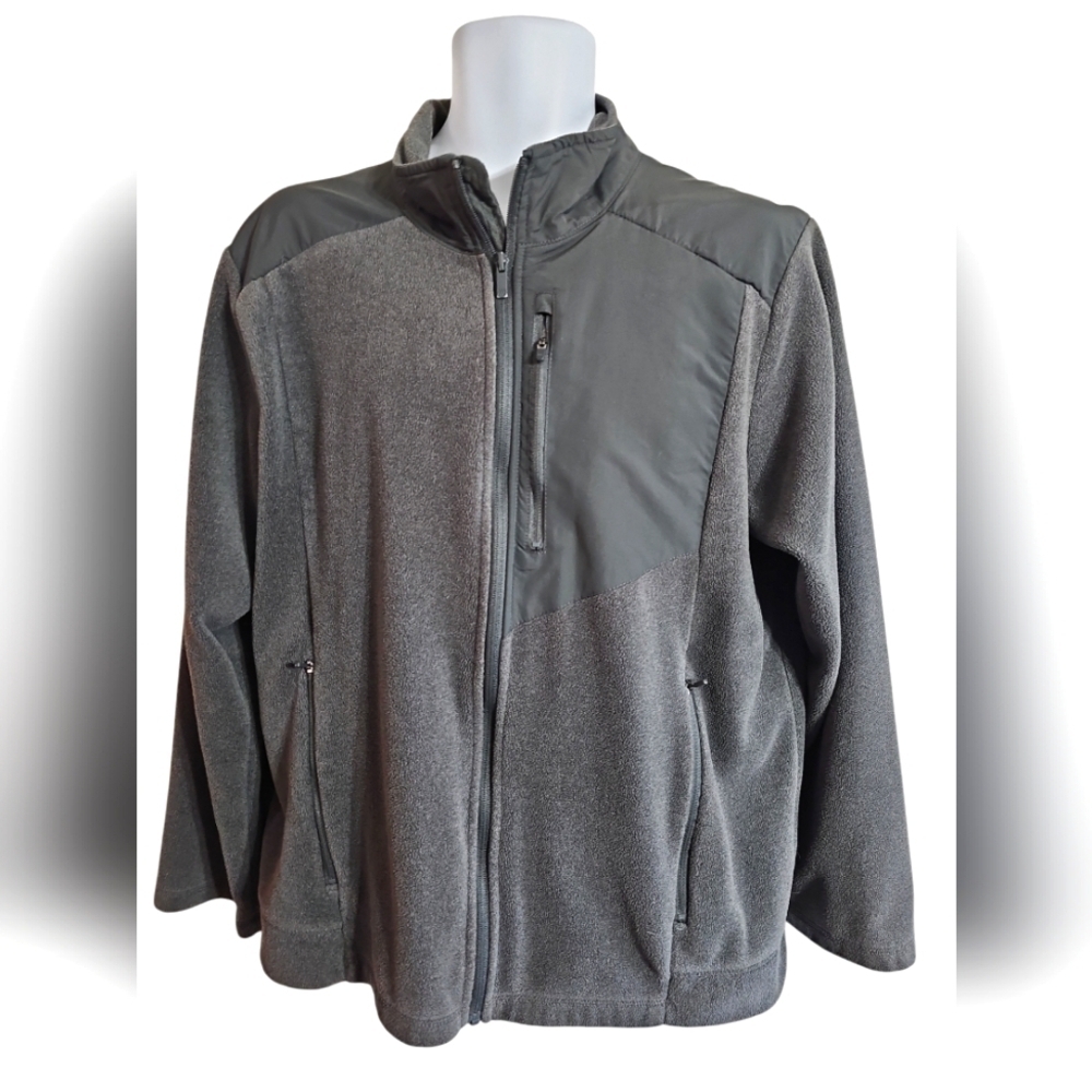 All in Motion Men Large Gray Fleece Jacket Full Zip Essential Gorpcore Outerwear - Picture 2 of 6
